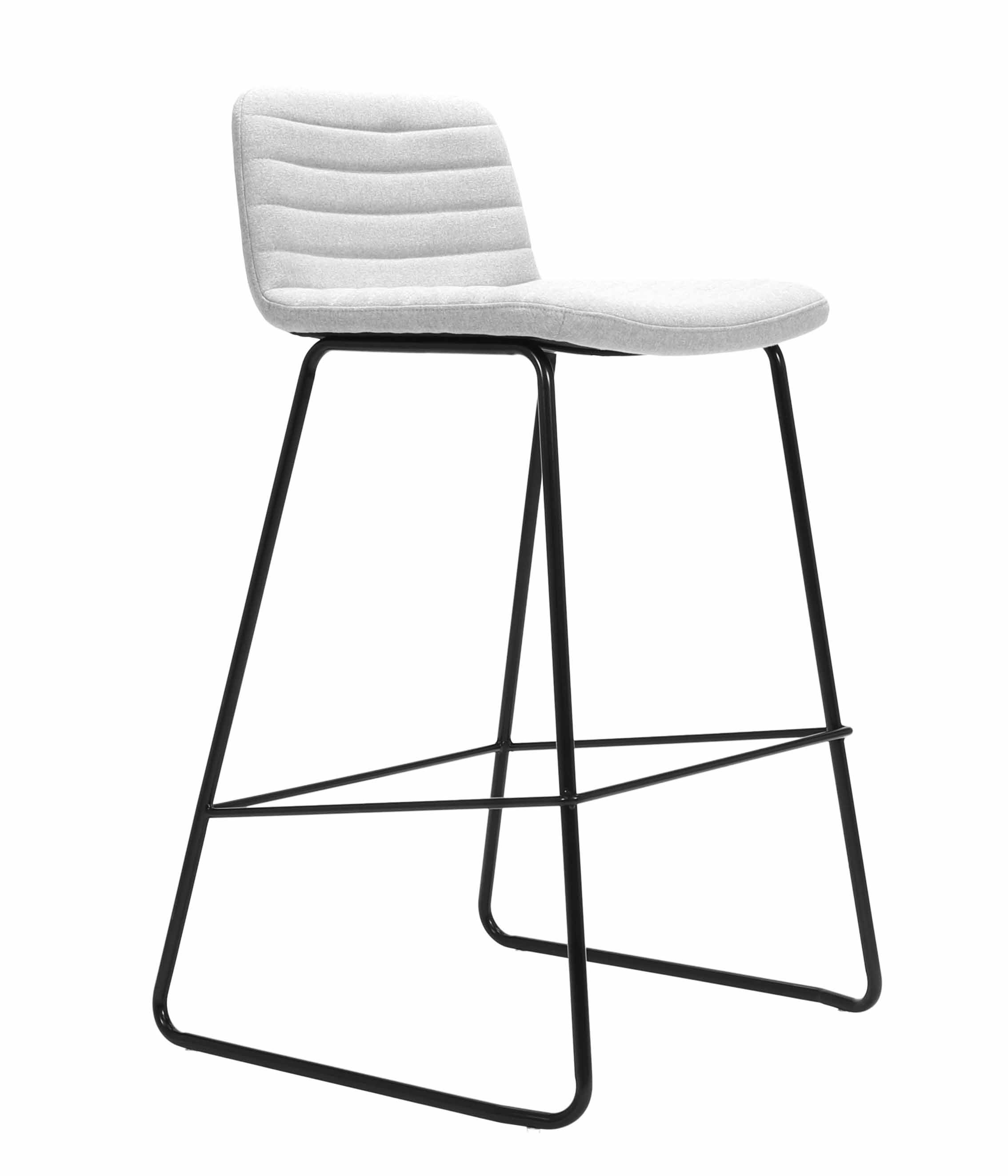 Pixel Bar Stool - Light Grey Fabric with Black Frame
